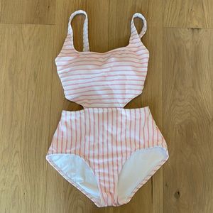 Anne Cole pink stripe one piece swimsuit 8